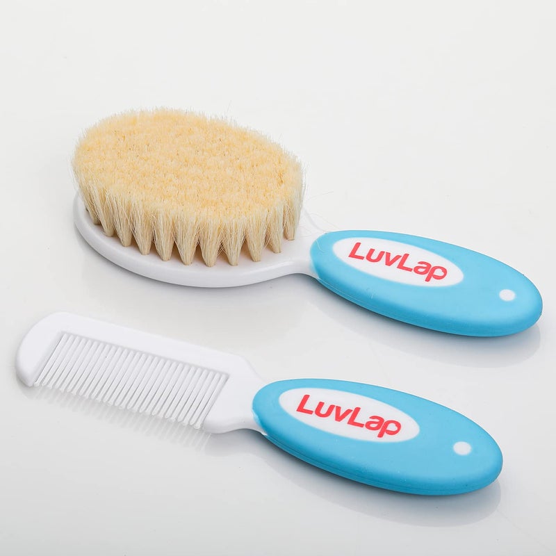Luv Lap Baby Comb with Rounded Tips & Hair Brush with Natural Bristles for Better Protection of Scalp, White and Blue, 2 Count - Image 4